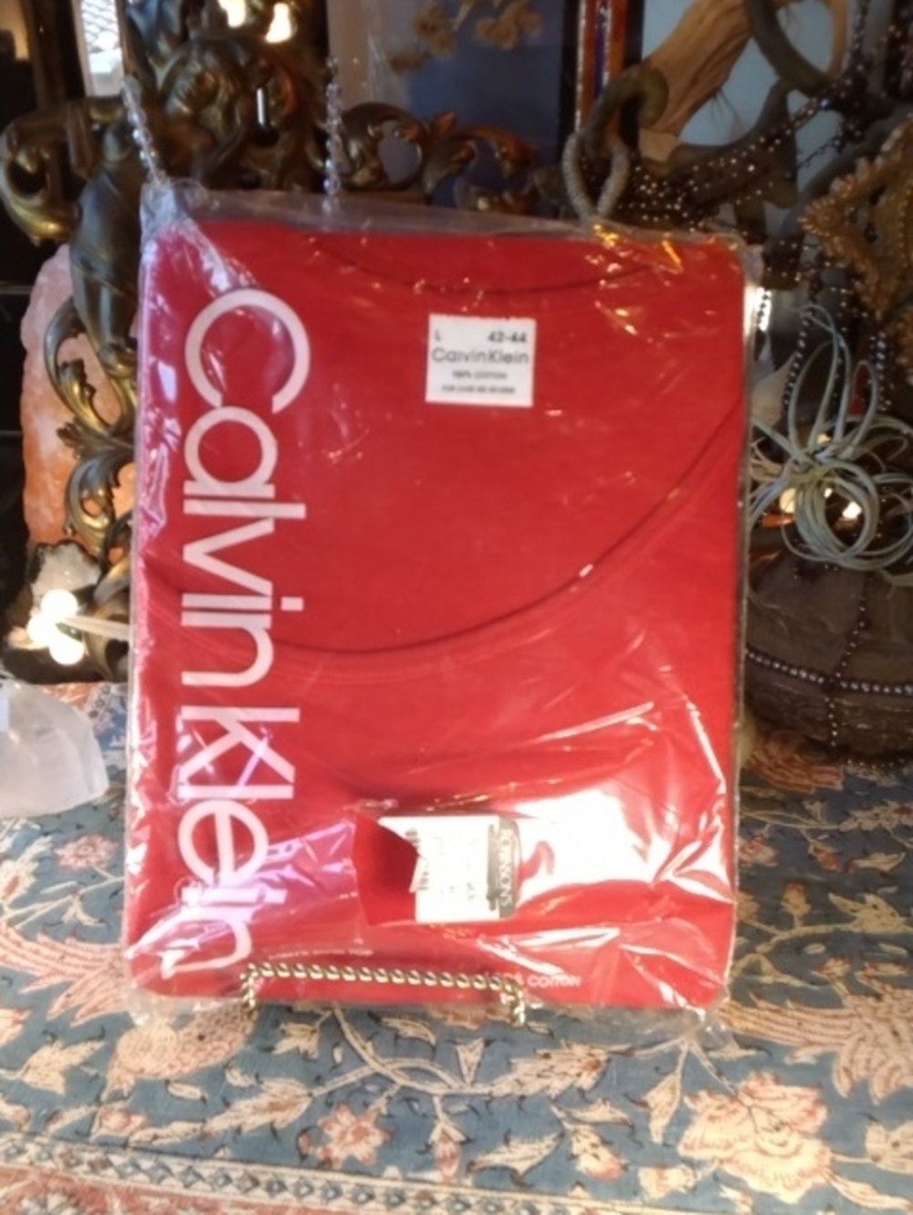 OST COTTON Calvin Klein Red Men's Jersery Packaged T SHIRT L
